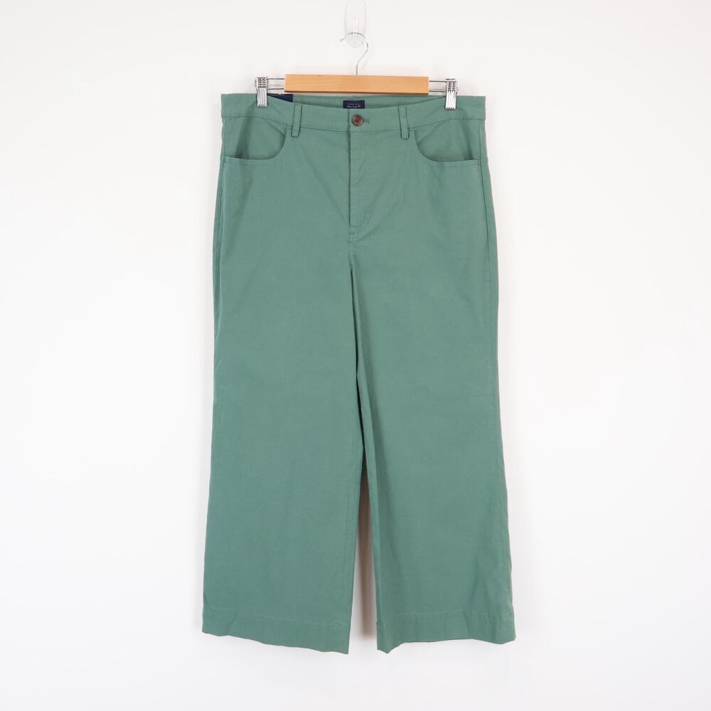 J.Crew Factory Ella Wide Leg Cropped Pant Pale Spinach Green Size 31 NWT - Picture 2 of 9